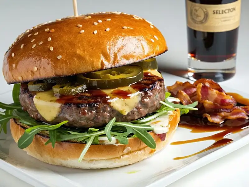 Burger z pomidorem i cheddarem